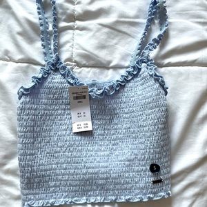 💙Hollister cropped blue scrunch tank